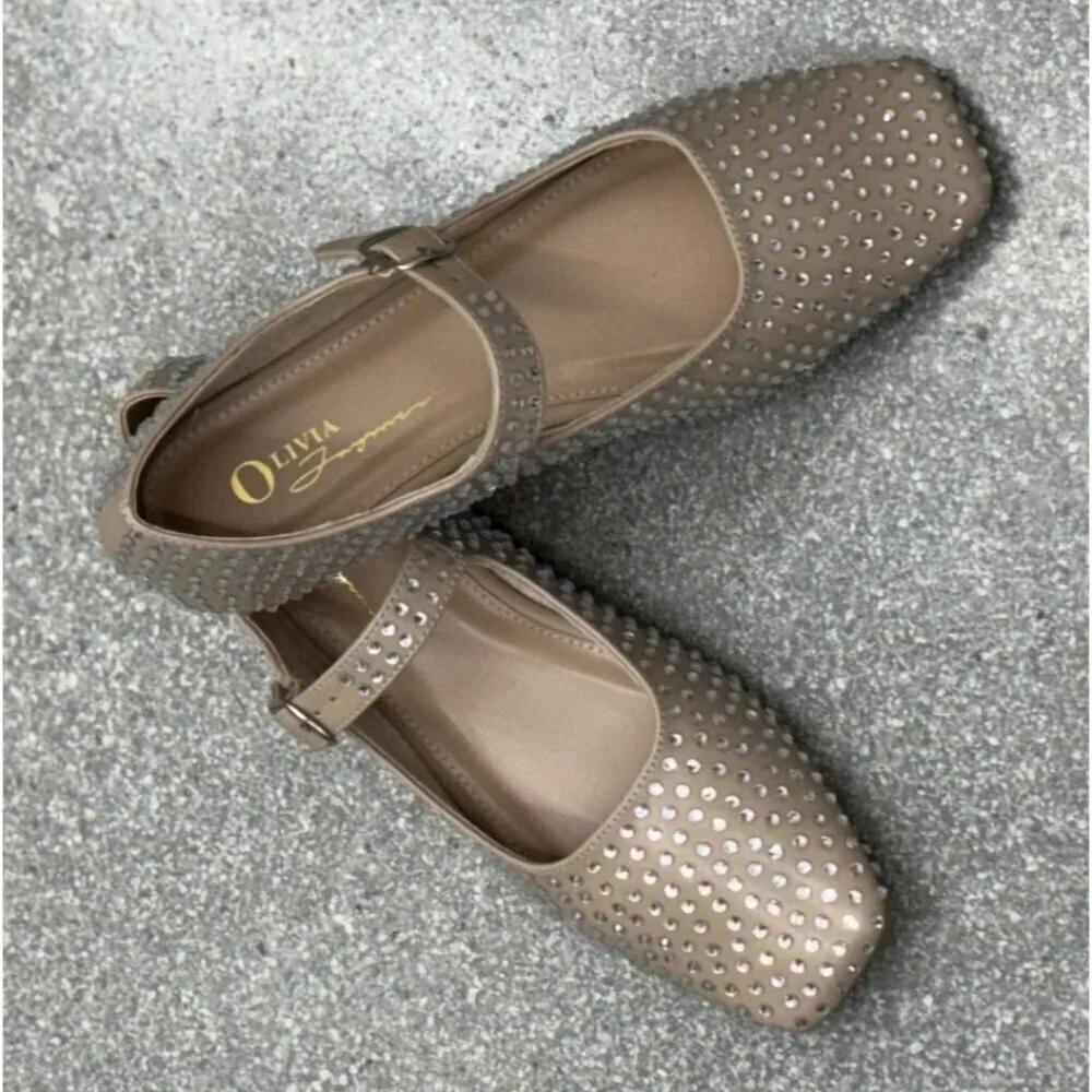 OLIVIA FERGUSON / Nancy / Flat / Mary Jane / With Diamonds encrusted Rhinestone-